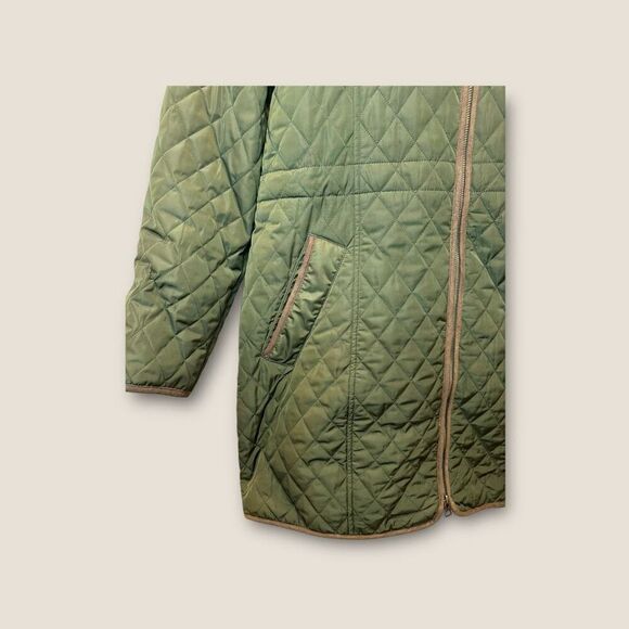 Orvis Women’s Long Quilted Winter Coat Size Large Army Green - Picture 3 of 6